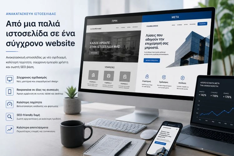 Ανακατασκευή ιστοσελίδας και redesign website